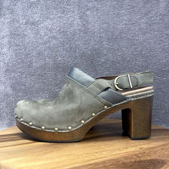 Dansko Delle Nubuck Leather Slingback Clog Women's US 12 EU 42 Gray Heel Shoe - Picture 3 of 7